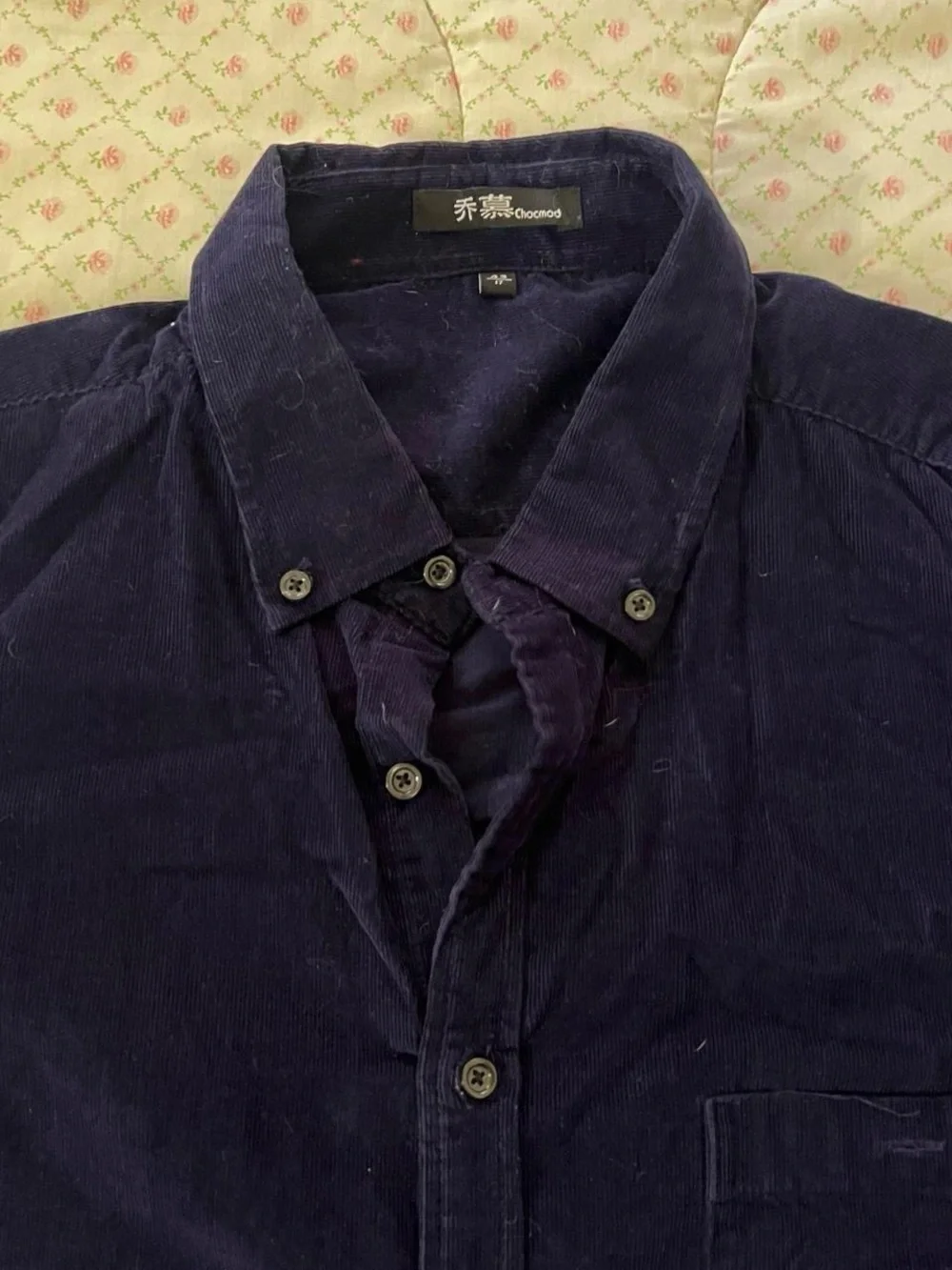 Purple corduroy button-up shirt